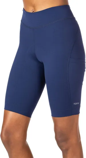 Terry Bike Shorts Women Padded Wayfarer 11 Inch Long Compression Shorts for Women Cycling UPF 50  Touring Bike Shorts