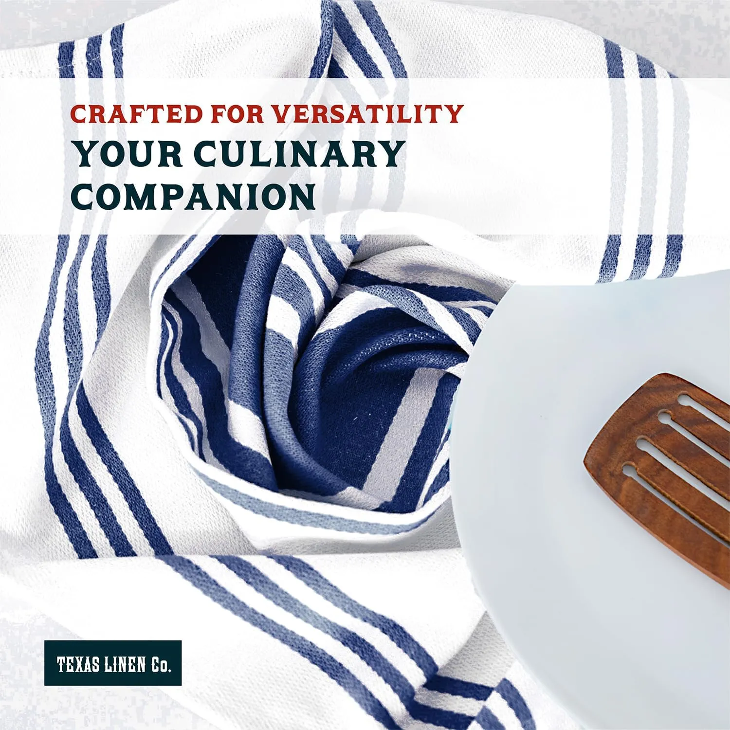 Texas Linen Co. American Stripe Kitchen Towels 100% Cotton Pack of 6, Highly Absorbent Quick Drying, Soft Dish Towels 20x30 Inch for Kitchen w Hanging Loop, Hand & Tea Towel - Ink Blue & White Striped