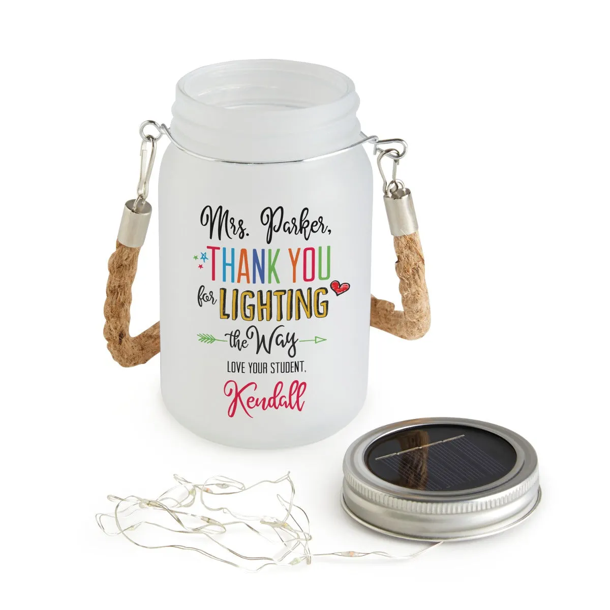 Thank you for Lighting the Way Solar Mason Jar with Colored Lights