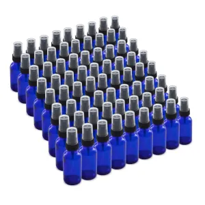 The Bottle Depot - 72 Pack - 1 oz Glass Spray Bottle - Blue - 20-400 Neck Finish - Boston Round Bottles - UV Rays Protection