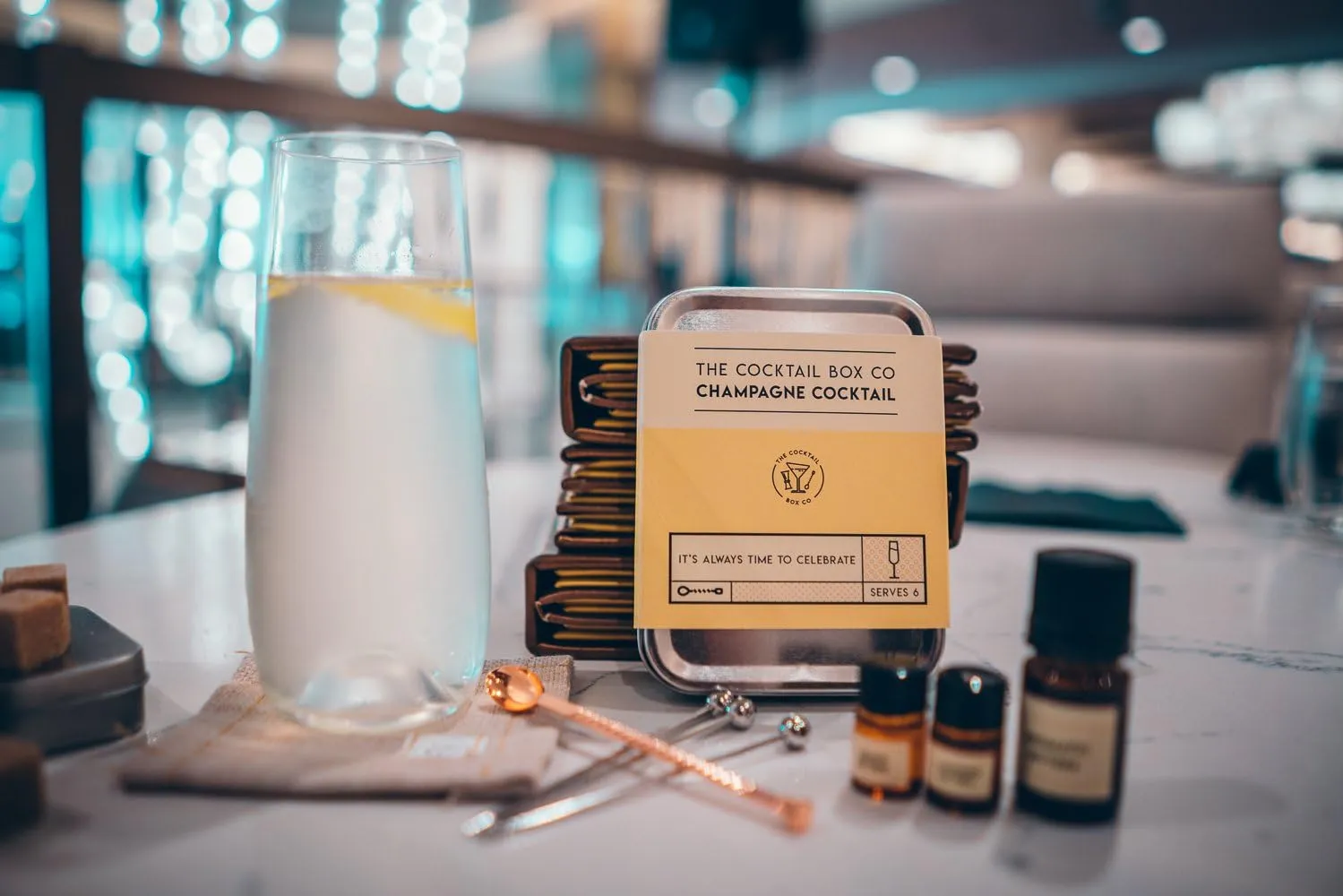 The Cocktail Box Co Champagne Cocktail Kit - Make Premium Hand Crafted Cocktails Gifts for Him or Her - 1 Kit