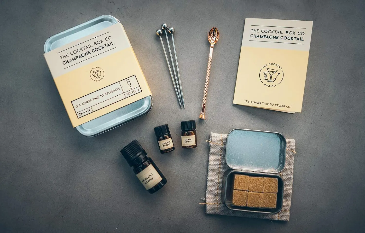 The Cocktail Box Co Champagne Cocktail Kit - Make Premium Hand Crafted Cocktails Gifts for Him or Her - 1 Kit