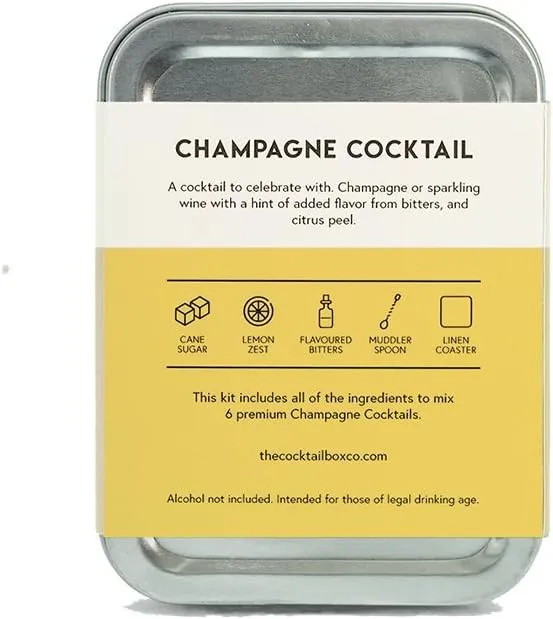 The Cocktail Box Co Champagne Cocktail Kit - Make Premium Hand Crafted Cocktails Gifts for Him or Her - 1 Kit