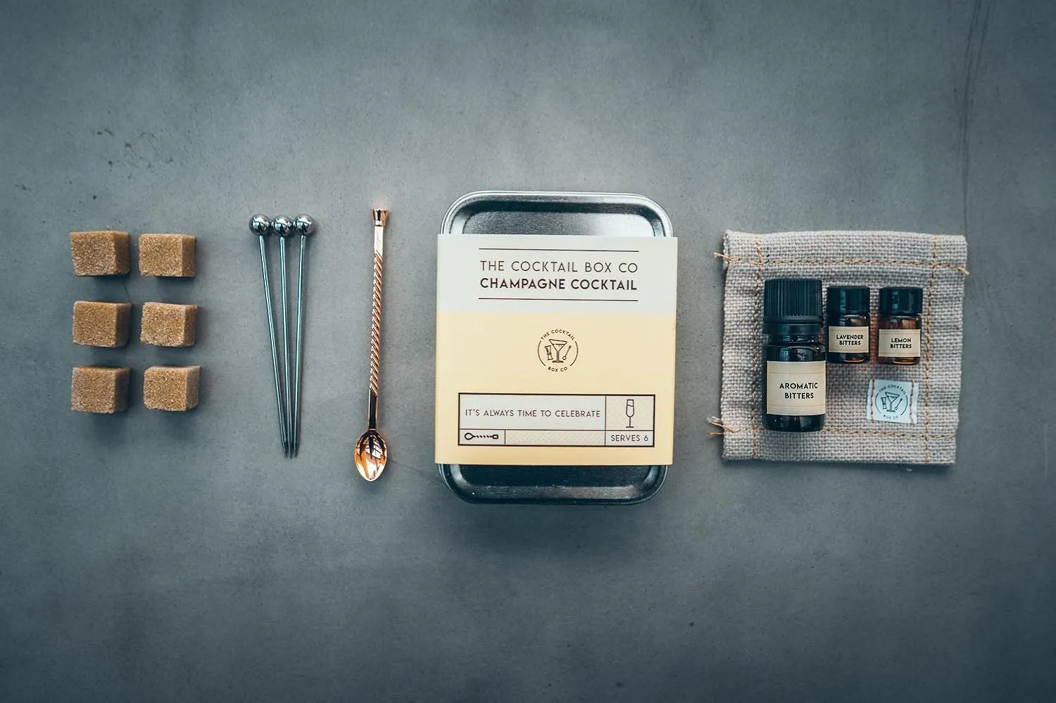 The Cocktail Box Co Champagne Cocktail Kit - Make Premium Hand Crafted Cocktails Gifts for Him or Her - 1 Kit