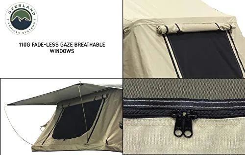 TMBK 3 Person Roof Top Tent with Rain Fly Tan Base & Green Rainfly