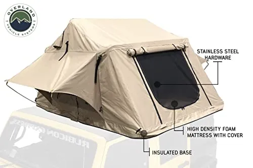 TMBK 3 Person Roof Top Tent with Rain Fly Tan Base & Green Rainfly