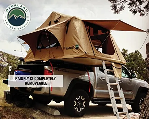 TMBK 3 Person Roof Top Tent with Rain Fly Tan Base & Green Rainfly
