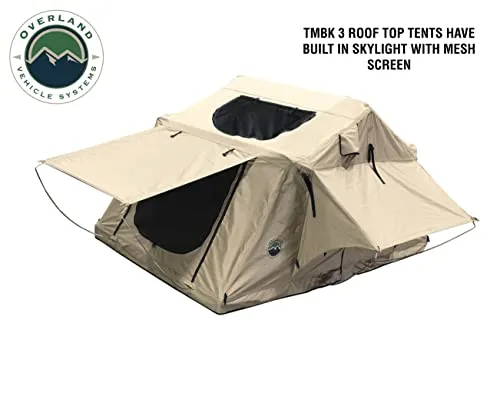 TMBK 3 Person Roof Top Tent with Rain Fly Tan Base & Green Rainfly