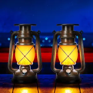 Toodour 2 Pack Hanging Vintage Lantern - Solar with Flickering Flame, 2 Modes Waterproof Hanging Lights for Outdoor Decor