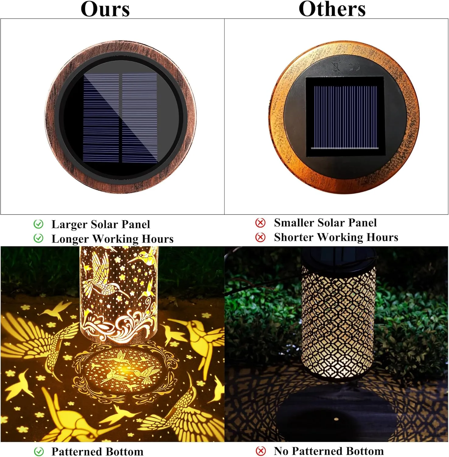 Toodour Solar Lantern Outdoor, Hummingbird Gifts for Women Mom Grandma Hanging Solar Outdoor Lights Waterproof, Hollow Out Retro Metal Hummingbird Lights for Patio, Balcony, Walkway, Yard Decorations