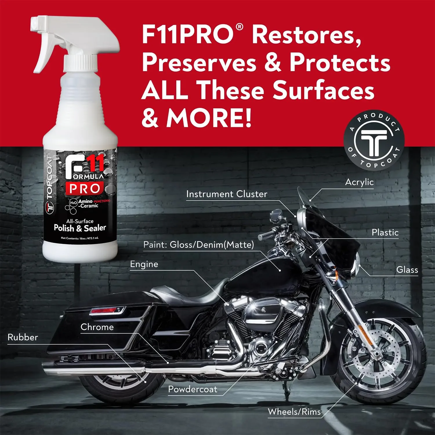 TopCoat F11PRO Starter Kit - The Most Advanced Water-Based Ceramic Coating for Cars, Motorcycles, and More - Includes 16 oz F11PRO Spray Bottle, 2 oz Travel Bottle, and 2 Microfiber Towels