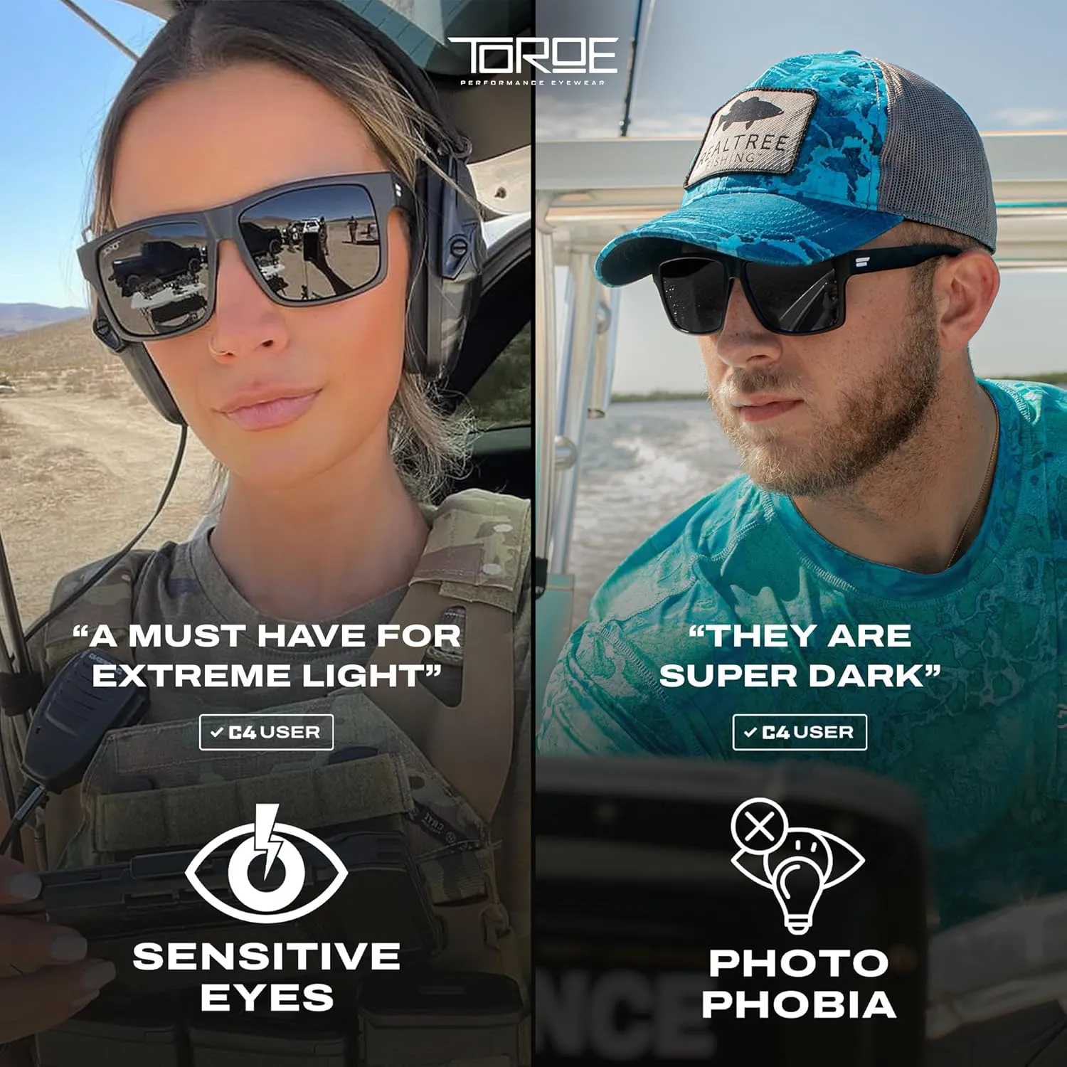 TOROE Classic RANGE TR90 Frame Polarized Unbreakable Sunglasses with Hydrophobic Coated Polycarbonate AR Lenses