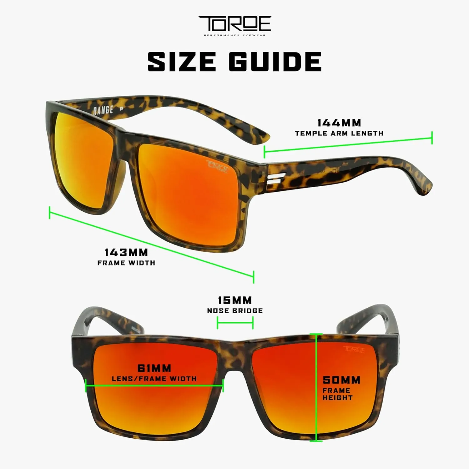 TOROE Classic RANGE TR90 Frame Polarized Unbreakable Sunglasses with Hydrophobic Coated Polycarbonate AR Lenses