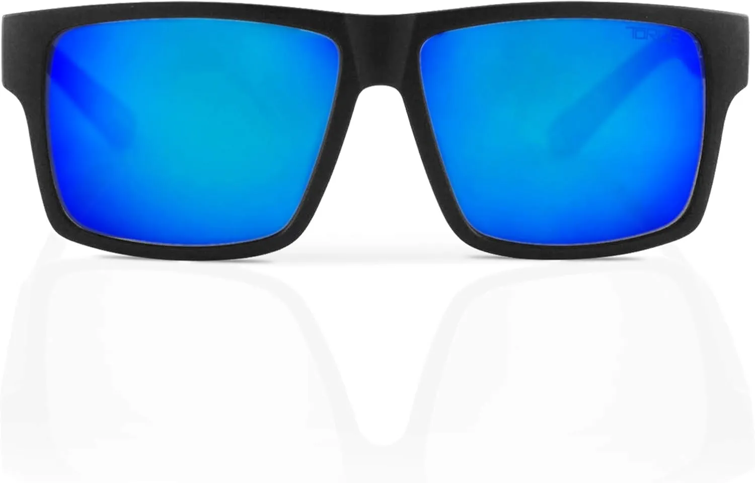 TOROE TR90 Square Frame Grade A Polarized Black Emblem Sunglasses with Anti Reflective Water Repellent Polycarbonate Lenses
