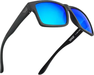 TOROE TR90 Square Frame Grade A Polarized Black Emblem Sunglasses with Anti Reflective Water Repellent Polycarbonate Lenses