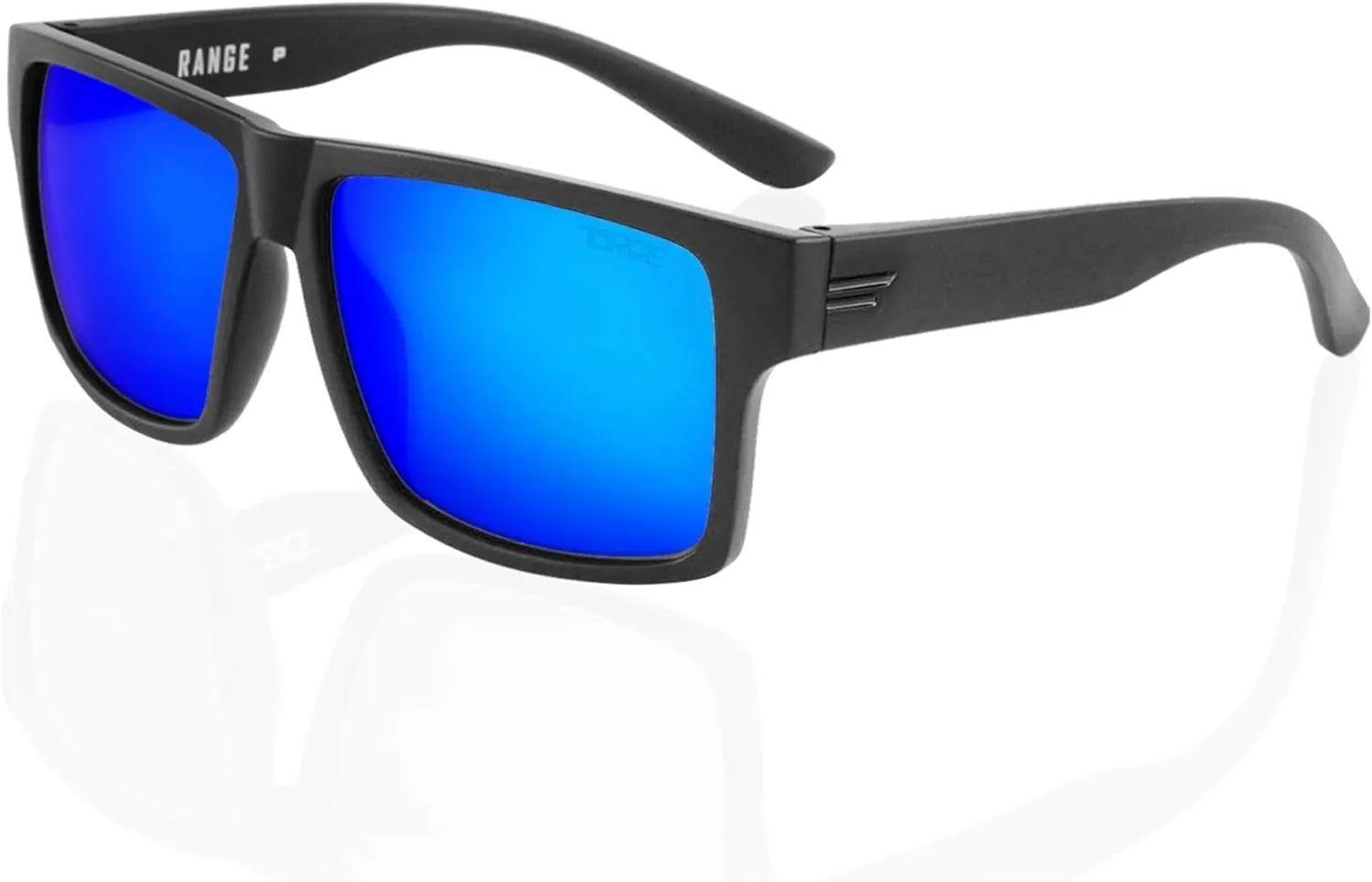 TOROE TR90 Square Frame Grade A Polarized Black Emblem Sunglasses with Anti Reflective Water Repellent Polycarbonate Lenses