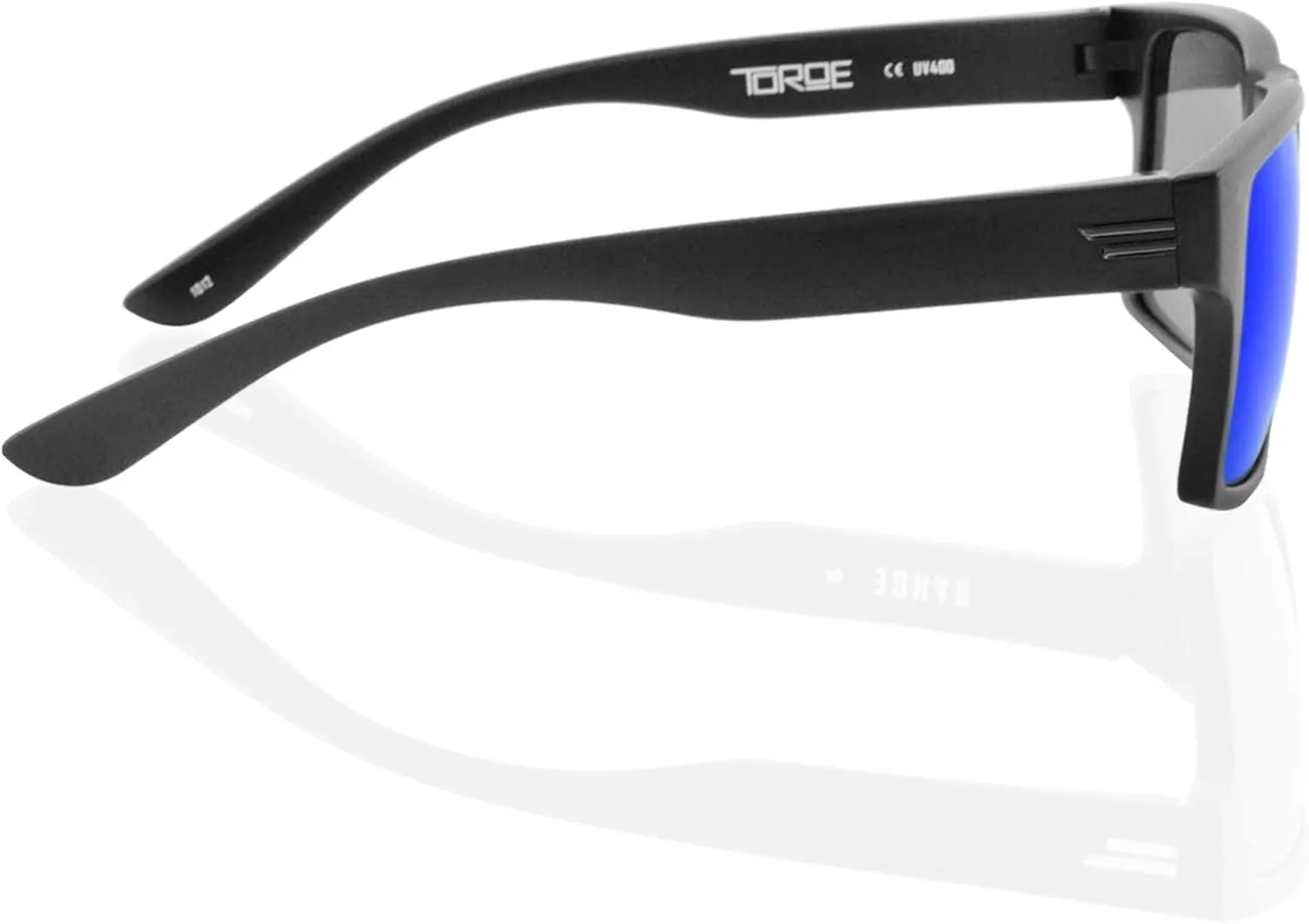TOROE TR90 Square Frame Grade A Polarized Black Emblem Sunglasses with Anti Reflective Water Repellent Polycarbonate Lenses