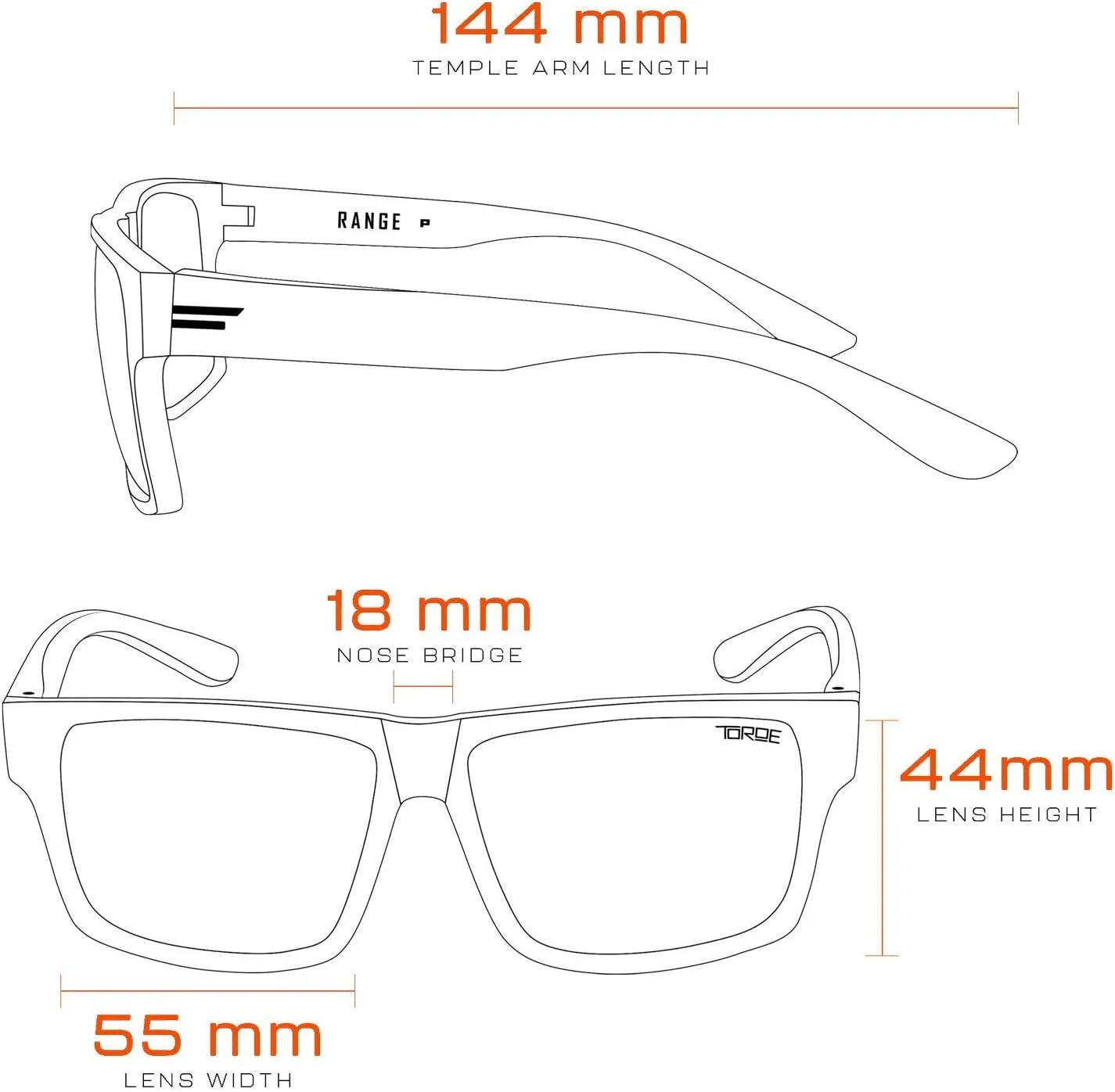 TOROE TR90 Square Frame Grade A Polarized Black Emblem Sunglasses with Anti Reflective Water Repellent Polycarbonate Lenses