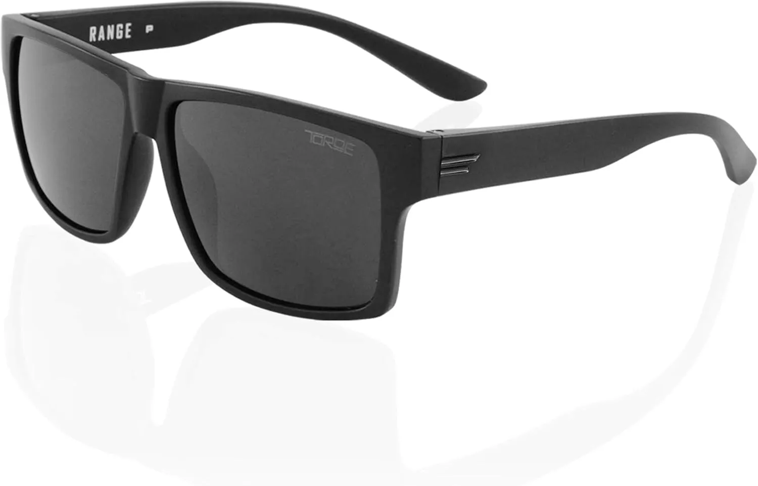 TOROE TR90 Square Frame Grade A Polarized Black Emblem Sunglasses with Anti Reflective Water Repellent Polycarbonate Lenses