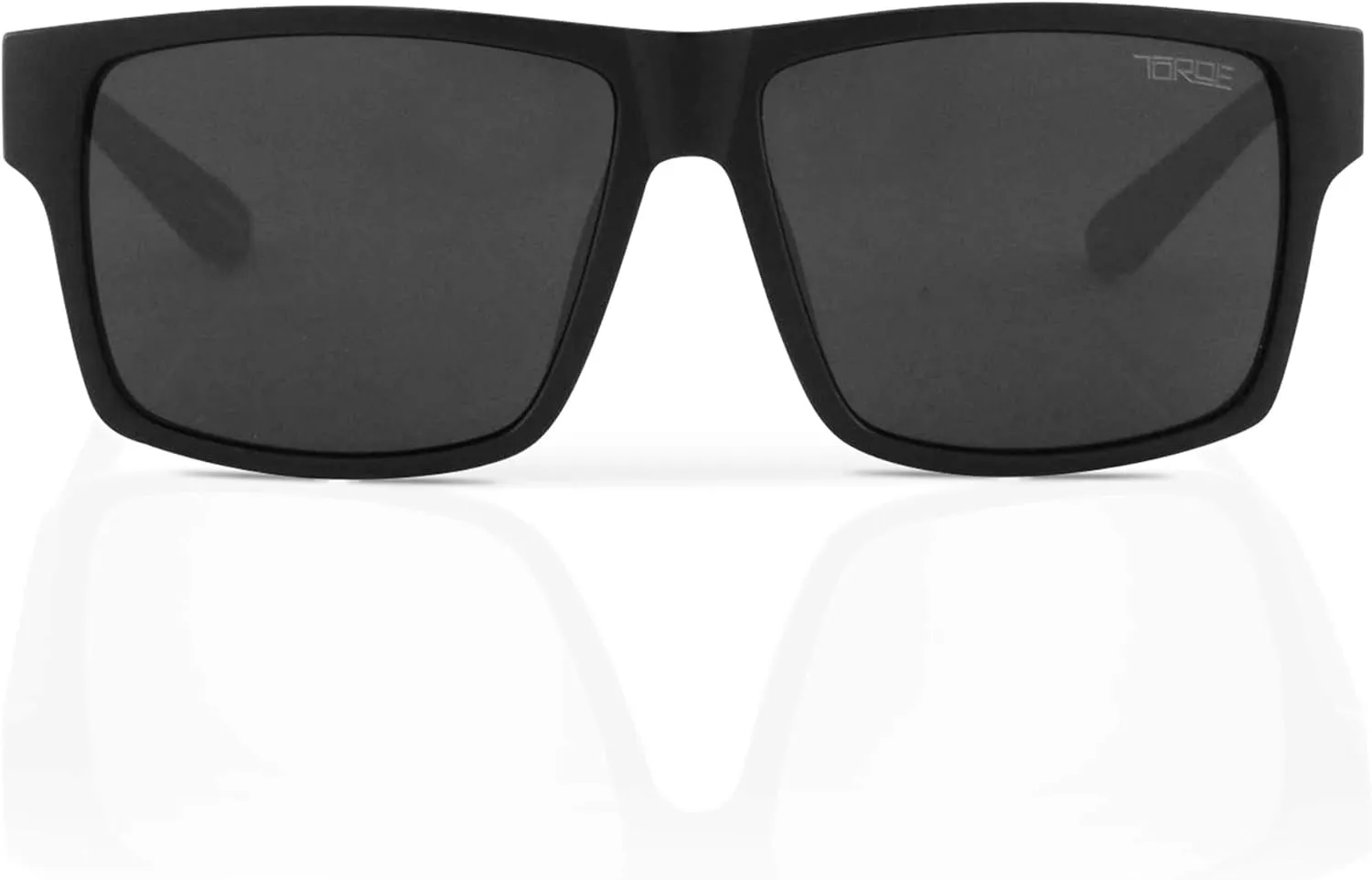 TOROE TR90 Square Frame Grade A Polarized Black Emblem Sunglasses with Anti Reflective Water Repellent Polycarbonate Lenses