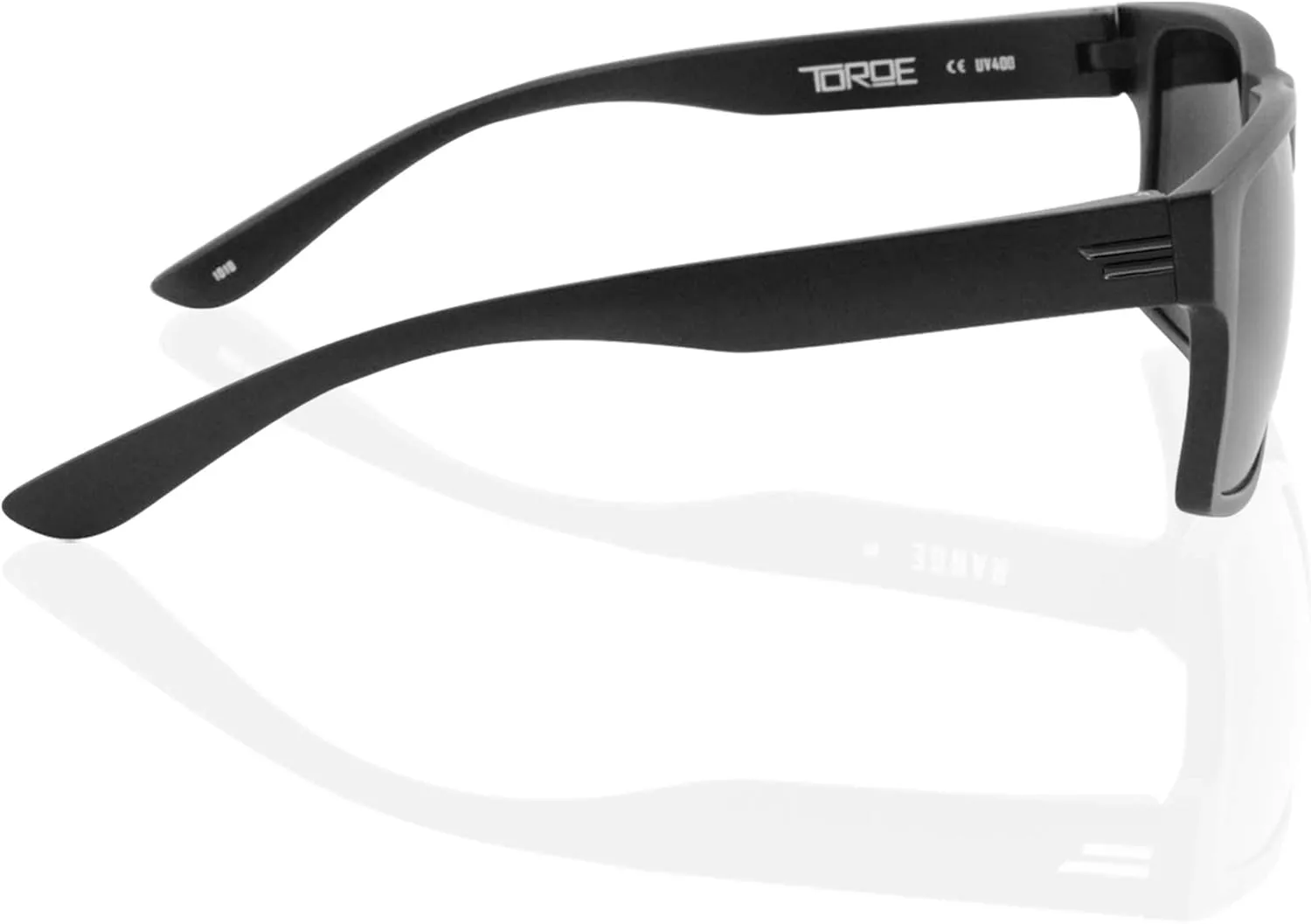 TOROE TR90 Square Frame Grade A Polarized Black Emblem Sunglasses with Anti Reflective Water Repellent Polycarbonate Lenses