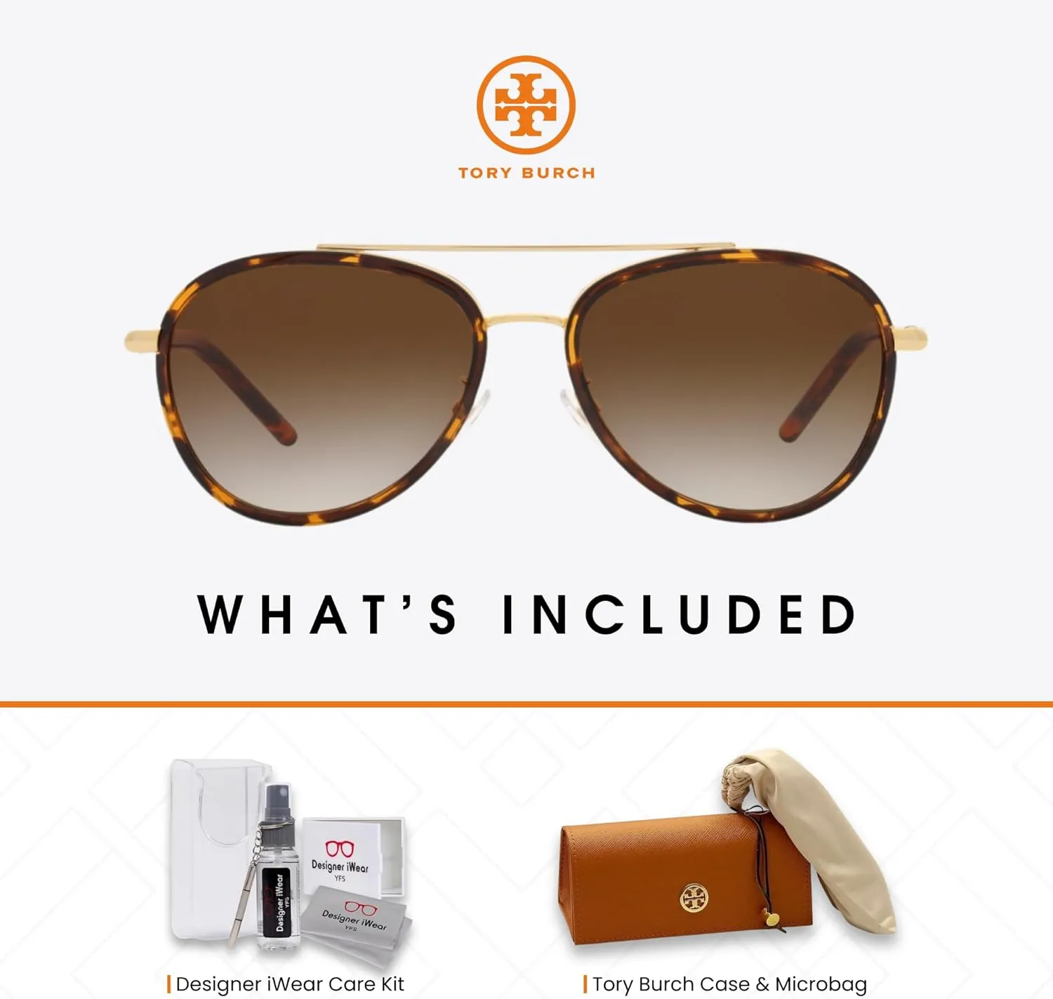 Tory Burch TY6089 Aviator Sunglasses for Women   BUNDLE With Designer iWear Eyewear Kit