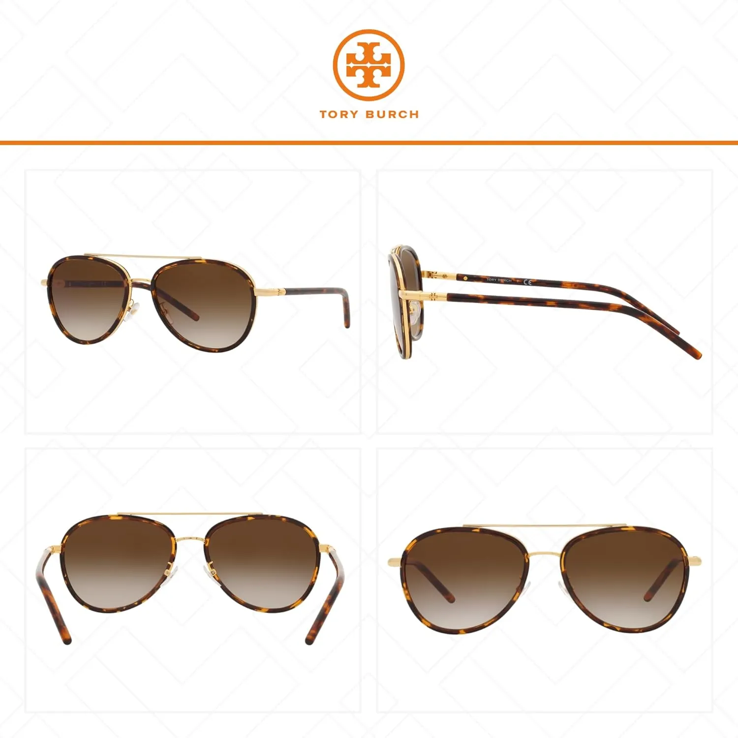 Tory Burch TY6089 Aviator Sunglasses for Women   BUNDLE With Designer iWear Eyewear Kit