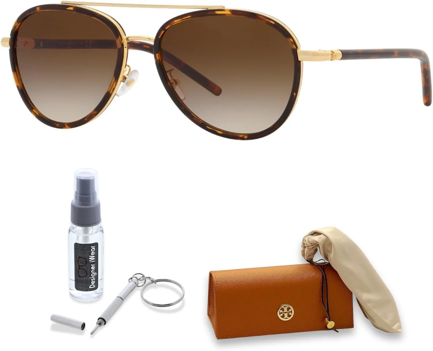 Tory Burch TY6089 Aviator Sunglasses for Women   BUNDLE With Designer iWear Eyewear Kit