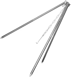 Totority Camping Tools Aluminum Cooking Tripod Stand Bonfire Frame Portable Campfire Tripod Grill for Camping Hiking