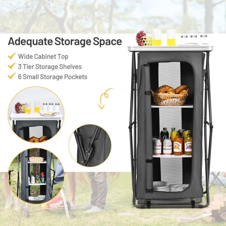 TrailMate™ Folding Camp Storage Cabinet – Weather-Ready Organizer for Campsite & Overland Kitchens