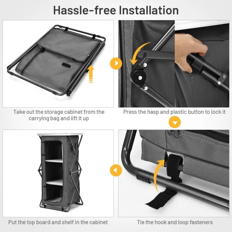 TrailMate™ Folding Camp Storage Cabinet – Weather-Ready Organizer for Campsite & Overland Kitchens