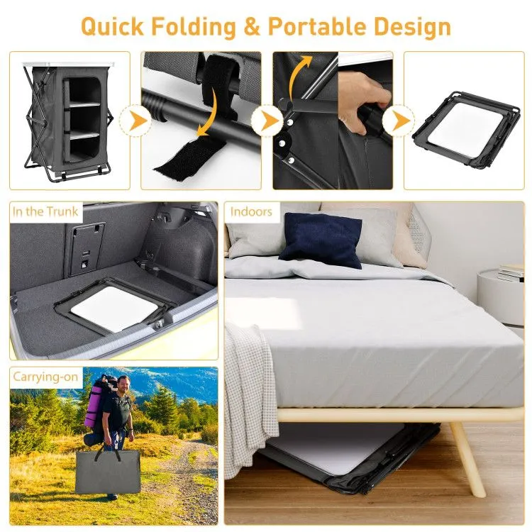 TrailMate™ Folding Camp Storage Cabinet – Weather-Ready Organizer for Campsite & Overland Kitchens
