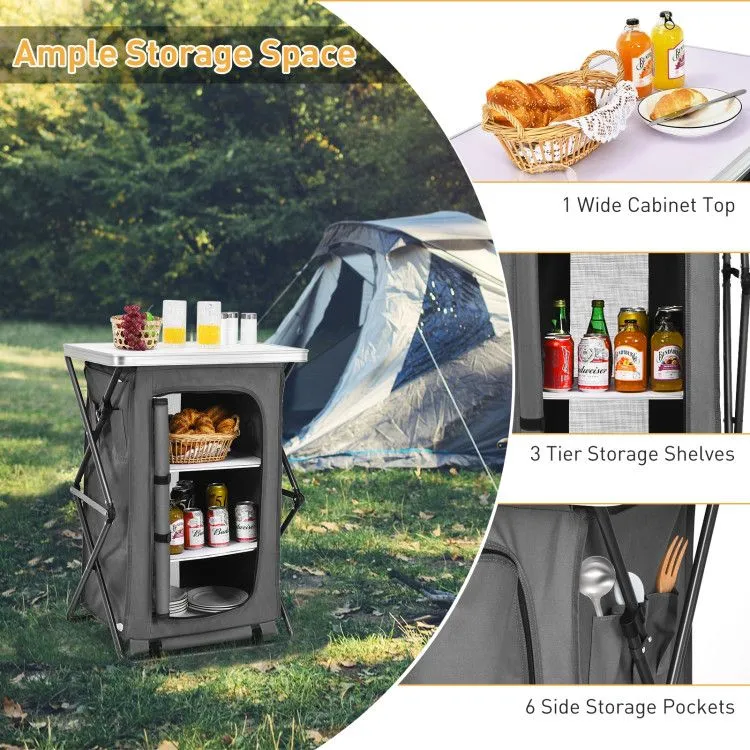 TrailMate™ Folding Camp Storage Cabinet – Weather-Ready Organizer for Campsite & Overland Kitchens