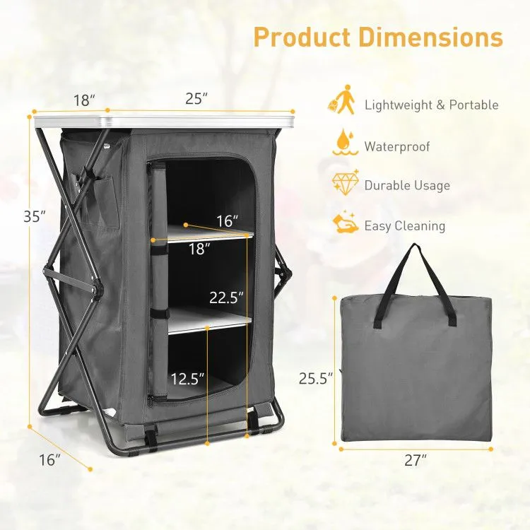 TrailMate™ Folding Camp Storage Cabinet – Weather-Ready Organizer for Campsite & Overland Kitchens