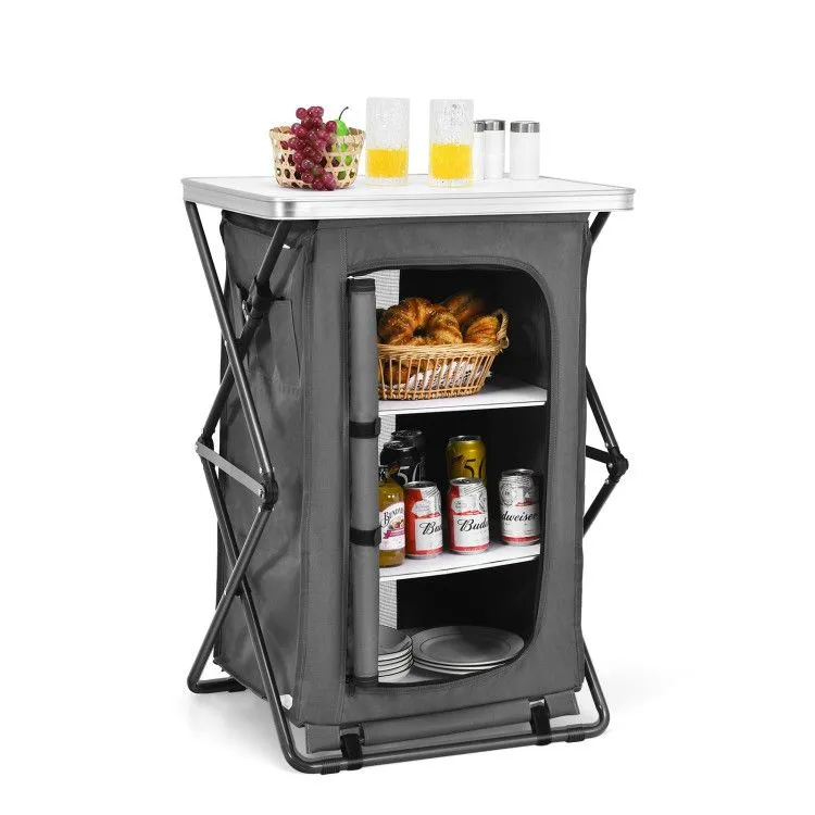 TrailMate™ Folding Camp Storage Cabinet – Weather-Ready Organizer for Campsite & Overland Kitchens