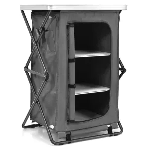 TrailMate™ Folding Camp Storage Cabinet – Weather-Ready Organizer for Campsite & Overland Kitchens