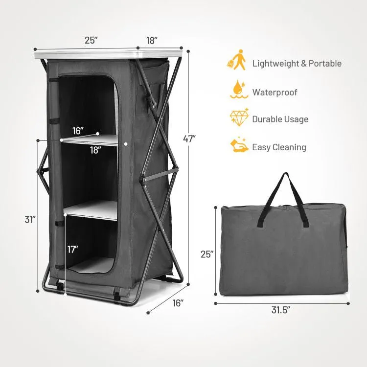 TrailMate™ Folding Camp Storage Cabinet – Weather-Ready Organizer for Campsite & Overland Kitchens