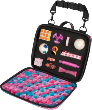 Travel Fidget Case Set with 12 Fidget Toys, Road Trip Activities for Kids, Airplane Must Haves for Kids, Sensory Toys, Car Travel Essentials for Long Trips (Pink)