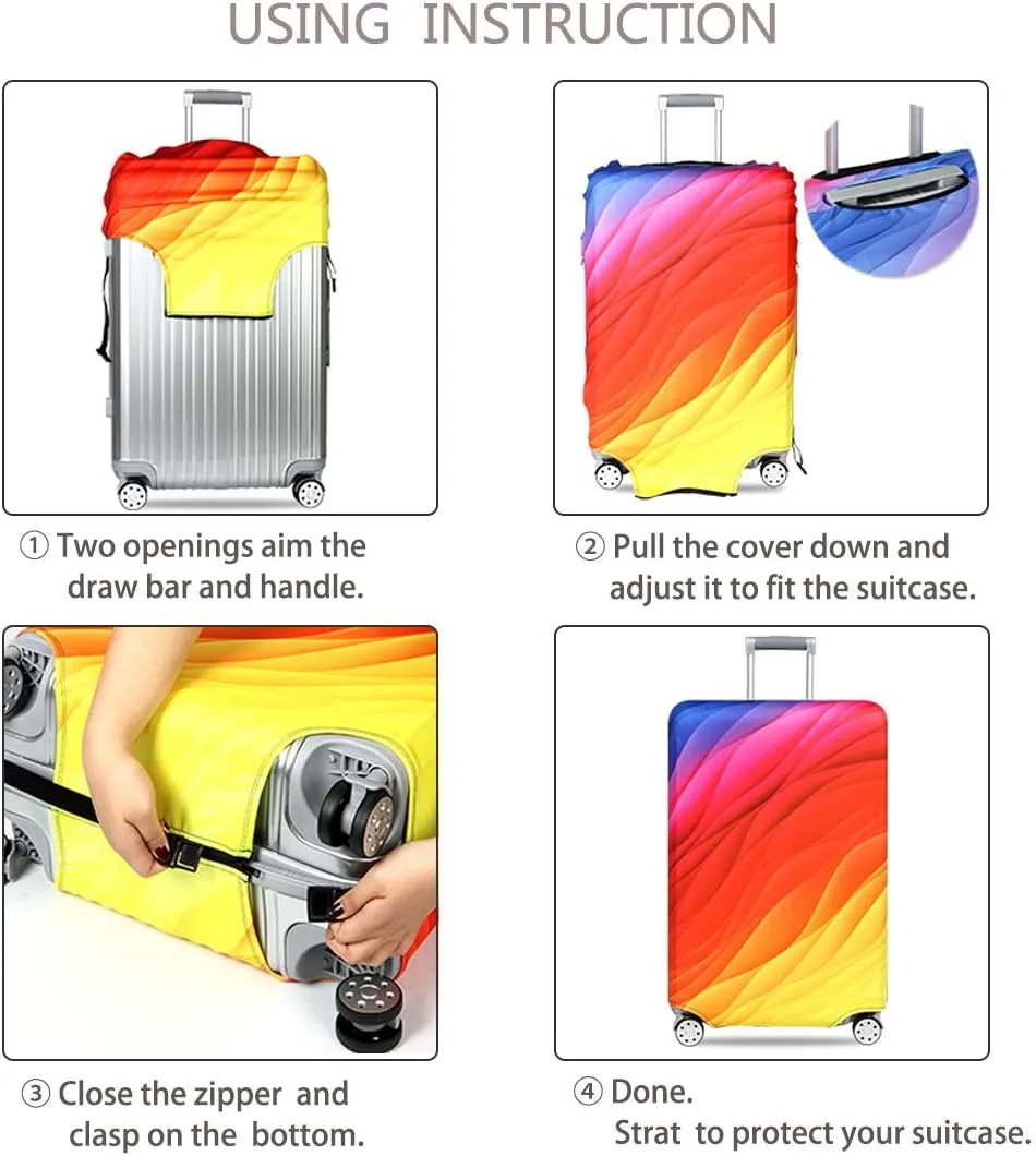 TRAVEL KIN Thickened Luggage Cover Kit Sales Protection Suite 18/24/28/32 Inch Spandex (S(18"-21" Luggage), China Collection)