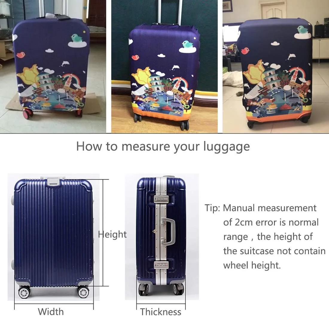 TRAVEL KIN Thickened Luggage Cover Kit Sales Protection Suite 18/24/28/32 Inch Spandex (S(18"-21" Luggage), China Collection)