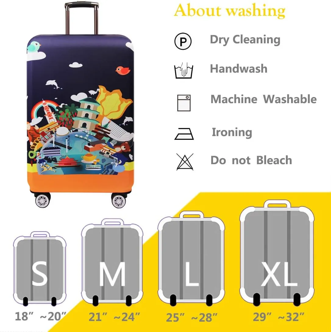 TRAVEL KIN Thickened Luggage Cover Kit Sales Protection Suite 18/24/28/32 Inch Spandex (S(18"-21" Luggage), China Collection)