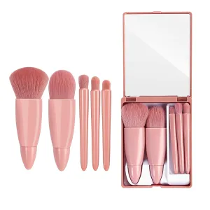 Travel Makeup Brush Set,5pcs Mini Complete Function Cosmetic Brushes Kit With Travel Cosmetic Brush Set