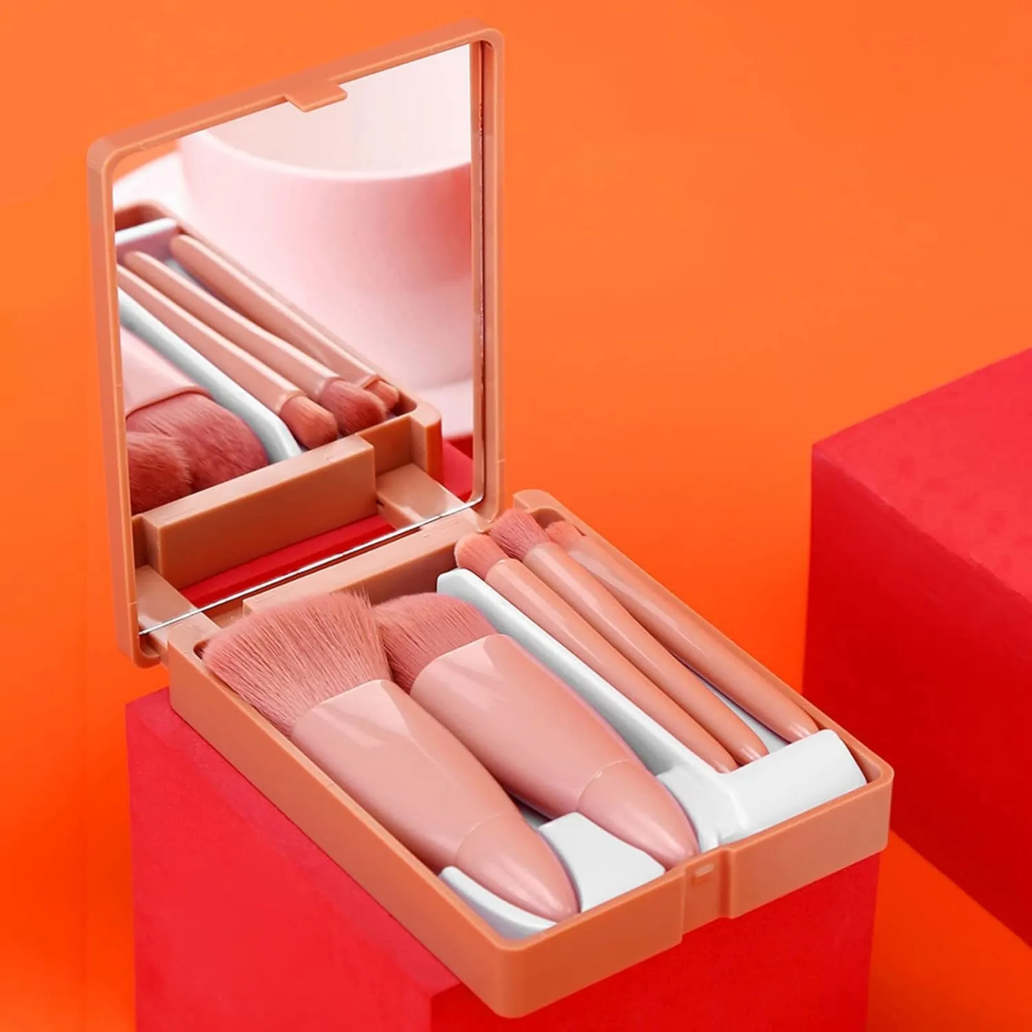 Travel Makeup Brush Set,5pcs Mini Complete Function Cosmetic Brushes Kit With Travel Cosmetic Brush Set