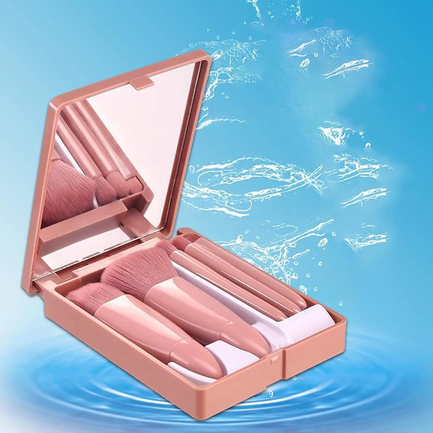 Travel Makeup Brush Set,5pcs Mini Complete Function Cosmetic Brushes Kit With Travel Cosmetic Brush Set