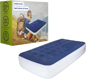 Treaton, 14-Inch Durable Luxury Inflatable Air Mattress with Comfort Coil Technology and High Capacity Pump, Good for Camping, Home and Portable Travel, Twin, Blue