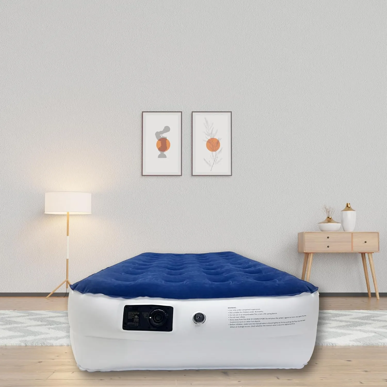Treaton, 14-Inch Durable Luxury Inflatable Air Mattress with Comfort Coil Technology and High Capacity Pump, Good for Camping, Home and Portable Travel, Twin, Blue