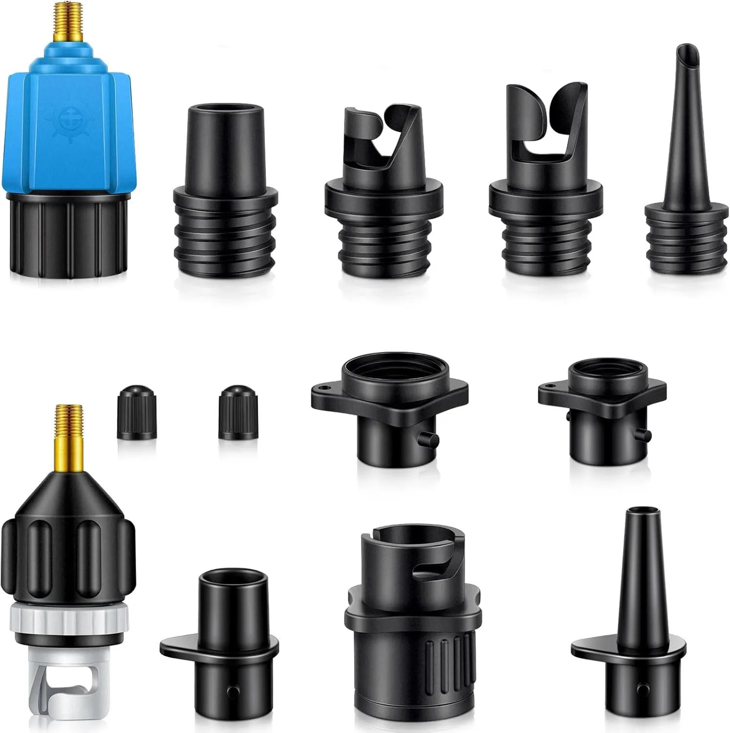 Treela Inflatable Air Pump Adaptor Compatible with SUP Inflatable Car Air Compressor Valve Adaptor with 9 Valve Nozzle for Paddle Board Boat
