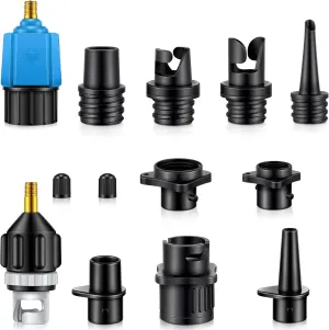 Treela Inflatable Air Pump Adaptor Compatible with SUP Inflatable Car Air Compressor Valve Adaptor with 9 Valve Nozzle for Paddle Board Boat