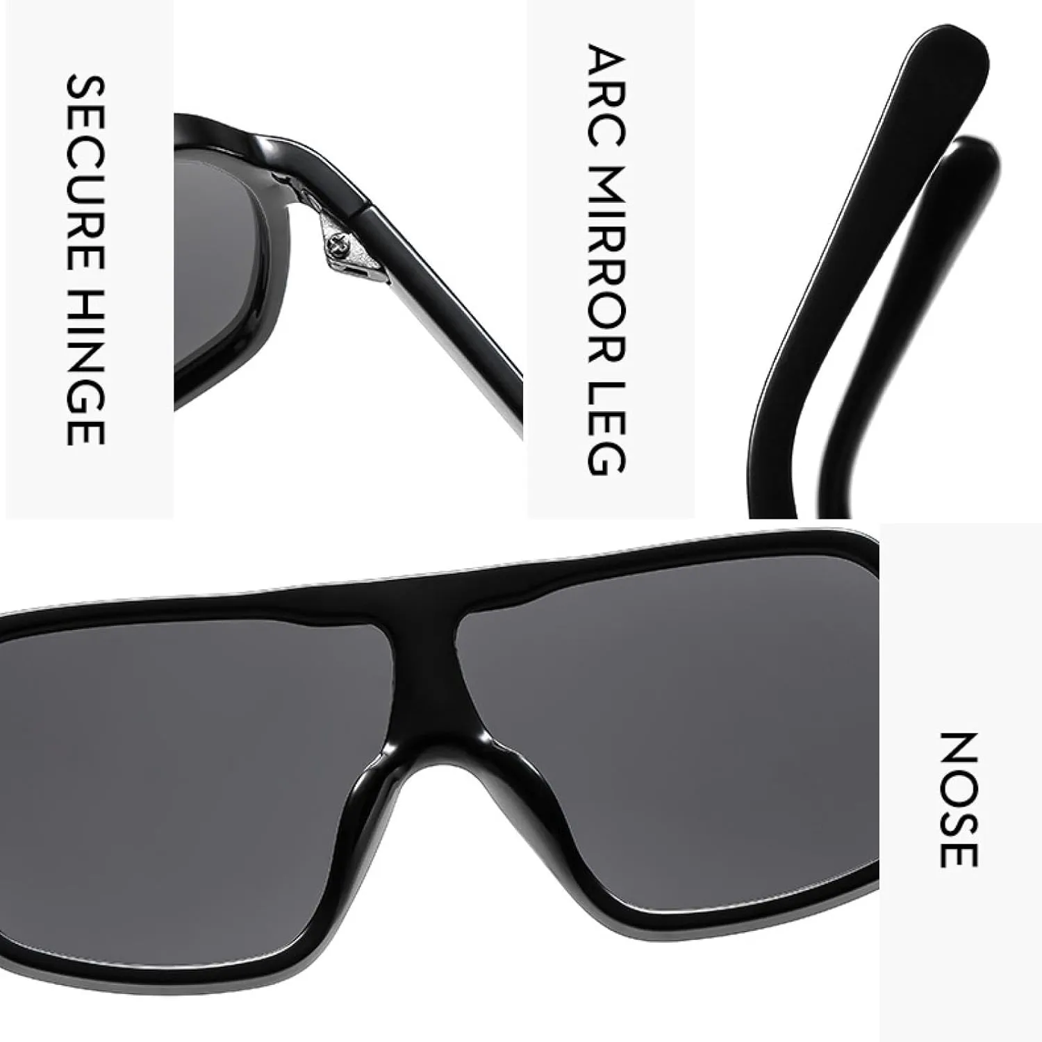Trendy One Piece Sunglasses Men Women Luxury Big Frame Eyewear Outdoor Driving Shade Sunglasses Uv400