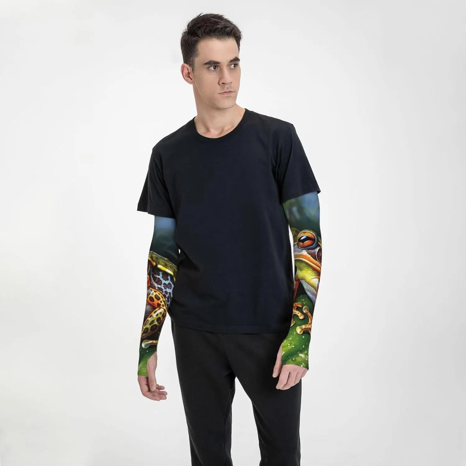 Tropical Forest Frog Arm Sleeves for Men Women Cooling Sleeves Compression Arm Sleeve UV Blocking Protection Sleeve